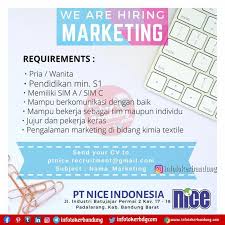 Check spelling or type a new query. Lowongan Kerja Pt Nice Indonesia Bandung Juni 2021 Info Loker Bandung 2021