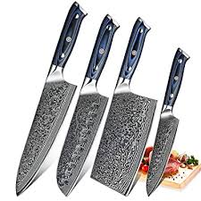 Having a good kitchen knife set can really make tor break most home cooked meals in the kitchen. Buy Knife Block Set Japanese Vg 10 Damascus Steel Chefs Knives High Carbon Core Stainless Steel Full Tang Chef Knife Set Blue G10 Home Kitchen Professional Knife Block Sets Online In Uk