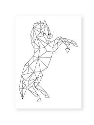 Image Of Horse Postcard Horse Art Print Geometric Drawing Geometric Animals