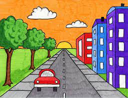 How to draw village life. Draw A City With One Point Perspective Art Projects For Kids