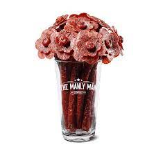 These beef jerky bouquets are the tastiest damn flowers out. Beef Jerky Flowers Pint Glass Vase Manly Man Co