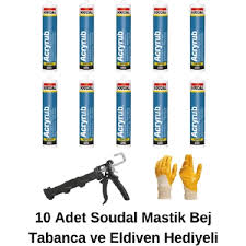 Soudal Silikonize Mastik Bej 10 Adet (Tabanca ve Eldiven ) Fiyatı