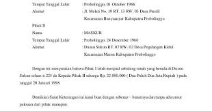 Kami yang menandatangani surat ini adalah : Contoh Surat Jual Beli Tanah Terbaru 2017 Contoh Surat