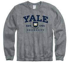 Round neck sweatshirt with long sleeves. Yale University Crew Neck Sweatshirt Charcoal Shop College Wear