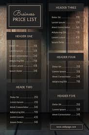Wood Business Price List Template Beauty Price List Template Price List Template Design Price List