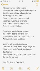 We did not find results for: Apadogwenchanha On Twitter Eternity Lyrics Translation If Tomorrow You Wake Up And Don T See Me Standing In The Same Place Don T Be Scared That All Our Stories Will Disappear Over Time Every