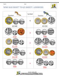 uk money worksheets to 5
