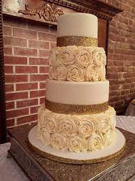 Rosette Wedding Cake Made With Cake Couture Fondant And Buttercream Icing Rosette Cake Wedding Anniversary Cake Gold Wedding Cake