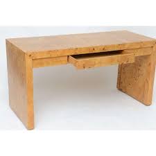 Parsons 3 Drawer Desk Milo Baughman Olive Burl Wood 1970s For Sale Image 6 Of 11 Burled Wood Desk With Drawers Parsons Desk