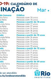 Veja aqui o calendário mensal de calendário março 2021 inclusivamente os números das semanas. Prefeitura Do Rio Divulga Novo Calendario De Vacinacao Confira Rio De Janeiro O Dia