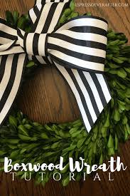 Black And White Striped Ribbon Wreath Boxwood Wreath Tutorial Diy Home Decor Espresso Ever After A Mommy Life Style Blog Handmade Home Handmade Home Decor Easy Home Decor