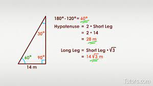 The sine and cosine of 30° to find out the others sides lengths: 30 60 90 Triangle Theorem Ratio Formula Video