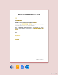 Application Letter For Promotion For Teacher Template Free Pdf Google Docs Word Template Net Application Letters Teacher Templates Lettering