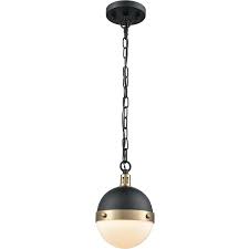 Black And Brass Glass Pendant Light Harmelin 1 Light Ceiling Pendant In Black Brass W Opal White Glass By Elk Lighting Ceiling Pendant Pendant Light Fixtures Elk Lighting