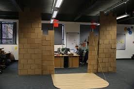 Some Dudes Built A Giant Cardboard Fortress In The Middle Of Their Office Cardboard Castle Office Pranks Post Holiday Blues