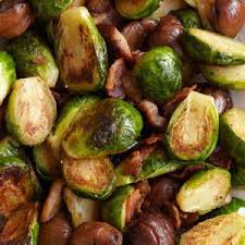 Brussels Sprouts With Bacon With Roasted Chestnuts Recipe Brussels Sprouts Recipe Sprout Recipes Chestnut Recipes