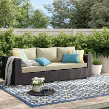 360 degree swivel function ergonomic back design, provides extra comfort for you. Sol 72 Outdoor Brentwood 88 Wide Outdoor Wicker Patio Sofa With Cushions Reviews Wayfair