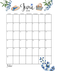Cute June 2019 Calendar June Calendar Printable Monthly Calendar Printable Calendar Printables