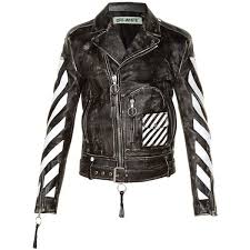 Logo Print Leather Biker Jacket Off White Matchesfashion Com Uk Black Leather Biker Jacket Fitted Biker Jacket Leather Jacket Men
