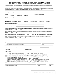 When is the best time to get a flu vaccine? Influenza Vaccine Consent Form Fill Online Printable Fillable Blank Pdffiller