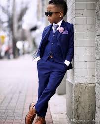 Royal Blue Boy Wedding Tuxedos 2019 Two Button Notched Lapel Kids Party Suit Ring Bearer Suits J Wedding Outfit For Boys Blue Suit Wedding Boys Tuxedo Wedding