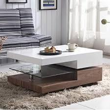 Ofcasa High Gloss Coffee Table With Storage For Living Room 2 Drawer Modern Storage Cabinet B Living Room Table Centre Table Living Room Wood Table Living Room