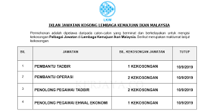Lembaga kemajuan ikan malaysia (lkim). 17 Kekosongan Jawatan Baru Lembaga Kemajuan Ikan Malaysia Lkim