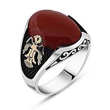 925 Ayar Gumus Kartal Detayli Kirmizi Akik Tasli Yuzuk 7gunpazari Tasli Gumus Yuzuk Mens Silver Rings Mens Jewelry Rings For Men