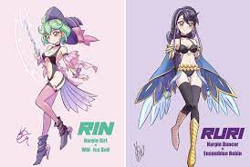 rin, kurosaki ruri, harpie girl, harpie dancer, lyrilusc - ensemblue robin,  and 1 more (yu-gi-oh! and 1 more) drawn by chaya_mago | Danbooru