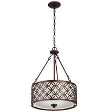 Earling 18 In W Dark Oil Rubbed Bronze Standard Pendant Light With Fabric Shade Bronze Pendant Light Lowes Pendant Lighting Hanging Pendant Lights