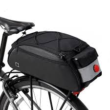 Aokali Bicycle Bag 2019 New Type Inner Lined Large Capacity Bicycle Rack Bag With Warning Lamp Safety Bicycle Tail Bags Aokali Bicycle Bag Bike Bag Trunk Bag