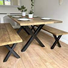 Just because you have reclaimed wood dining table, you must not complete the table with reclaimed wood chair. Reclaimed Scaffold Boards Dining Table X Frame Dining Table Legs