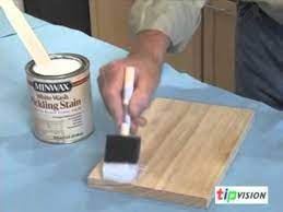 · apply white oil stain or pickling whitewash with a brush. Create A Pickled Finish On Wood With Minwax Youtube