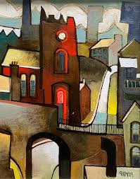 Geoffrey Key B 1941 Cityscape With Bridge Iii Art Tutor Art College Art