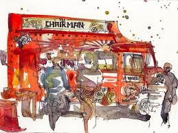 Food Truck Meet Ups Are Essentially Temperately Weekly Infill Projects These Sketches Are Beautiful Truck Art Watercolor Sketch Food Truck