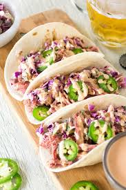 Corned Beef Tacos With Creamy Cabbage Slaw Recipe Corned Beef Recipes Corned Beef Tacos Beef