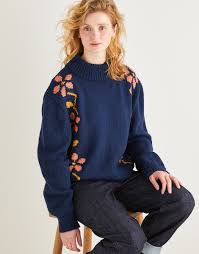 12½ x 4½ 7 pieces. Women S Floral Intarsia Sweater In Sirdar Country Classic Worsted Sirdar