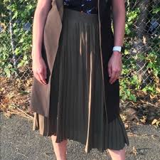 Olive Green Pleated Long Skirt Nwt