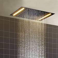 Made of brushed stainless steel, it's likely not to show fingerprints as much as other surfaces. 20x14 Rainfall Embedded Ceiling Mount Single Colorled Shower Head