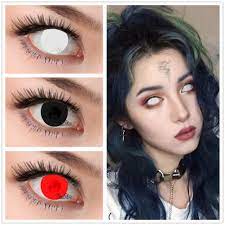 A lens is a piece of transparent material, usually circular in shape, with two polished surfaces, either or both of which is curved and may be either convex or concave. Vivigo Brand Red Blind Cosplay Color Contact Lens Buy Color Lenses Cosplay Contact Lenses Crazy Contact Lenses Product On Alibaba Com