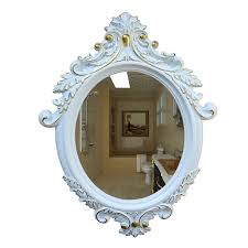 Whether you go for a classic thick wooden frame, a sophisticated gilt ornate frame, or even a cheval wall mirror, they will make any some bathroom mirrors come with shelves, handy for your toothbrushes and toothpaste. Decorative Oval Wall Mirror White Wooden Frame For Bathrooms Bedrooms Dressers And Antique Princess Decor Decorative Mirrors Aliexpress