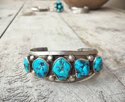 Large Native American turquoise bracelet by Navajo Jerry Roan Vintage  Turquoise Jewelry