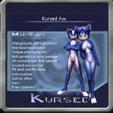 Before she was kursed, she was krystal, the sole survivor of her doomed home planet of cerinia. Second Life Marketplace Kursed Fox Krystal Blue Avatar Box