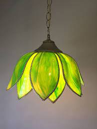 Vintage Green Tulip Swag Light Pendant Lamp Flower Light Fixture Mid Century Swag Lamp Alabaster Tulip Light Swag Light Swag Lamp Swag Light Flower Lights