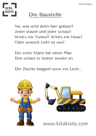 Daraus sollen sie ein haus bauen. Die Baustelle Fingerspiel Aus 30 Fingerspiele Gedichte Fur Kinder Aktivitaten Im Kindergarten Kinderlieder