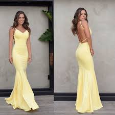 Charming Yellow Backless Prom Dress Mermaid Spaghetti Straps Satin Prom Dress Kx501 Prom Dresses Yellow Backless Prom Dresses Satin Prom Dress