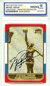 Maybe you would like to learn more about one of these? Amazon Com Merrick Mint Michael Jordan 1998 Refractor Autographed Gem Mt 10 23kt Gold 1986 Fleer Rookie Card Sports Outdoors
