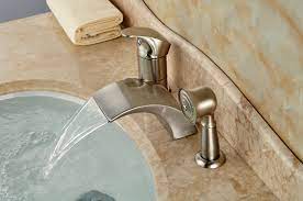 This is a faucet with 3 holes for installation. Deck Mount Bathroom Led Light Tub Faucet Single Handle 3 Holes Bathtub Mixer Water Tap Brushed Nickel Finish Faucet Bronze Light Poetrylight Emitting Diode Light Aliexpress