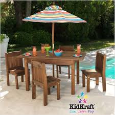 Kidkraft 00046 Table And Stacking Chairs With Striped Umbrella All Childr Kids Table Chair Set Kids Outdoor Chairs Kids Outdoor Furniture