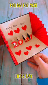 How fun would these be for valentines day?!? How To Make New Year 3d Pop Up Card Handmade Easy Greetings Card For Happy New Year 2021 Video Paper Crafts Paper Crafts Diy Kids Diy Paper Crafts Decoration